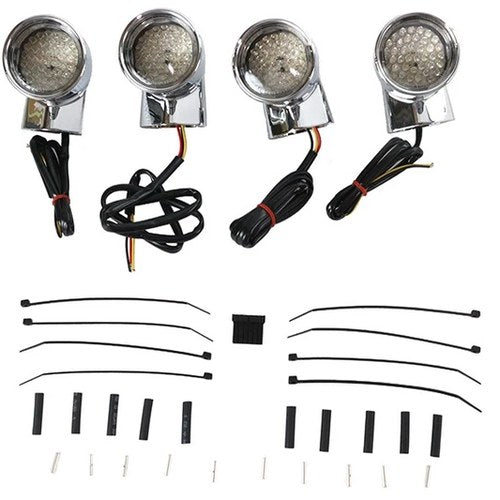 Chrome Revox Bullet LED Turn Signal Lamp Kit for Harley-Davidson