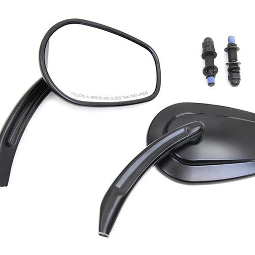 Rectangle Taper Mirror Set with Billet Stems Black for Harley-Davidson