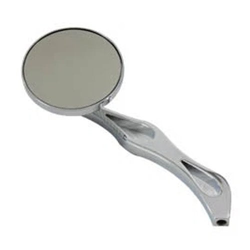 3 inch Billet Round Mirror with Billet Flame Stem for Harley-Davidson