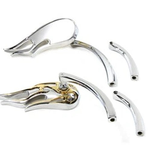 Fireball Mirror Set with Curved Stems Chrome for Harley-Davidson