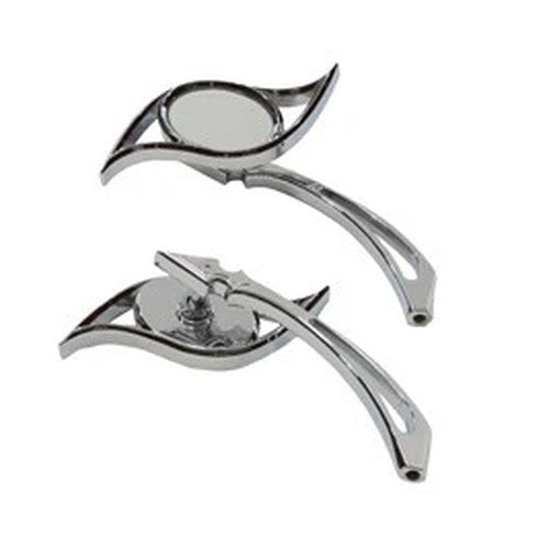 Villain Mirror Set with Spear Stems Chrome for Harley-Davidson