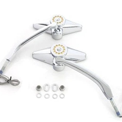 Diamond Shape Mirror Set with Billet Stems for Harley-Davidson