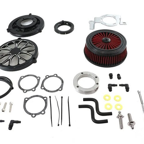 Extreme Billet Air Cleaner Kit Heathen Style Black for Harley-Davidson