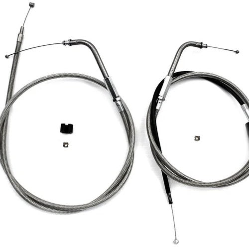 46 inch Stainless Steel Throttle and Idle Cable Set for Harley-Davidson