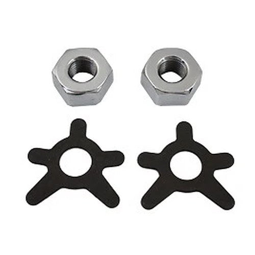 V-Twin 76288C Chrome Brake Shaft Nut and Lock Kit