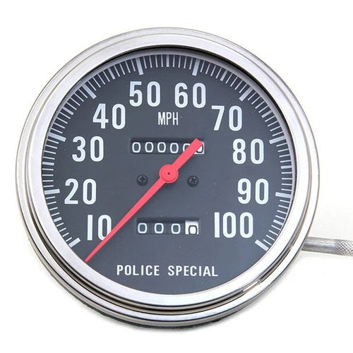 V-Twin 71473RWO Police Speedometer For 2:1 Ratio - Customizable Face