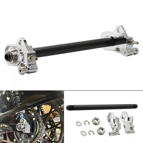 25mm Rear Axle Adjuster Kit Chrome for Harley-Davidson