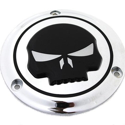 Chrome 3 Hole Skull Derby Cover for Harley-Davidson