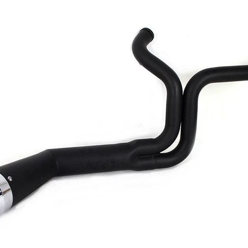 Flt Offset Megaphone 2:1 1-3/4 inch Exhaust Black with Chro for Harley-Davidson