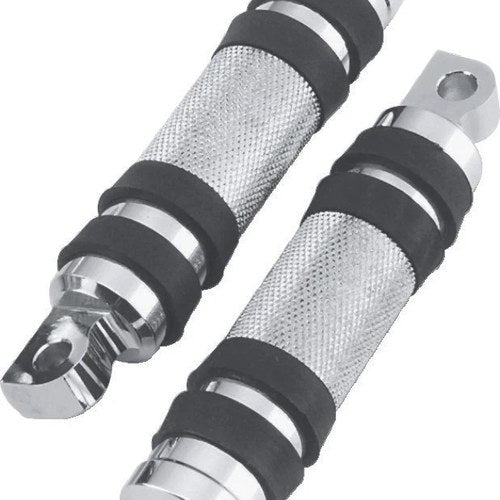 Bikers Choice For Big Twin & XL Chrome Male Mount Footpegs With Rubber Bands