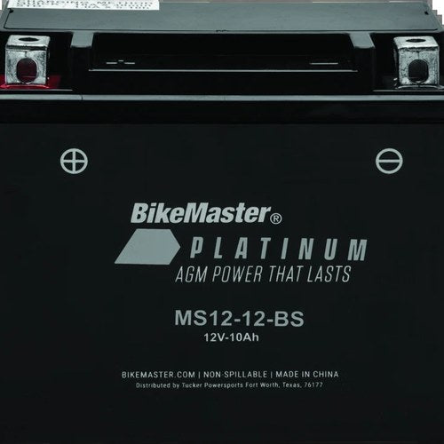 BikeMaster For MS12-12-BS Agm Motorcycle Battery - Maintenance-Free &