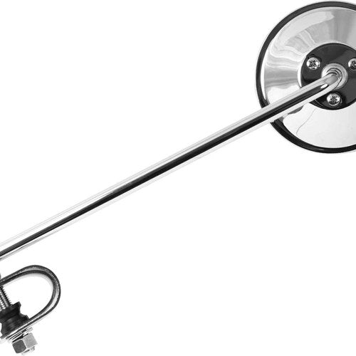 Mirror Clamp-on Chrome Round Left or Right 9'' Long Stem