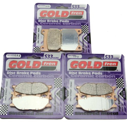 Goldfren S33 Brake Pads Front & Rear For Yamaha Xvs 1100 Drag Star 1999-2004
