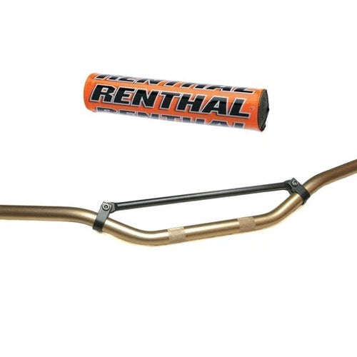 Motocross 7/8" MX Handlebar Bronze Aluminium Braced & Orange Renthal Bar Pad
