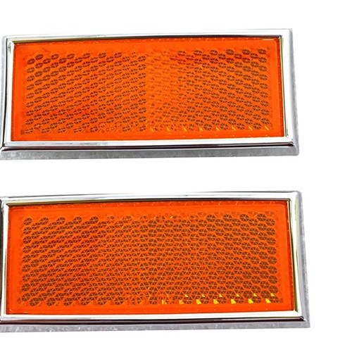 Front Amber Reflector Set With Chrome Frame for Harley-Davidson