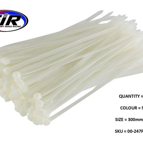 Nylon Cable Zip Ties - Natural, 300mm x 4.8mm - Pack OF 100