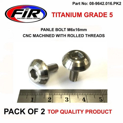 Titanium GR5 Panel Bolt M6X16mm, Pack OF 2 / Metric Coarse