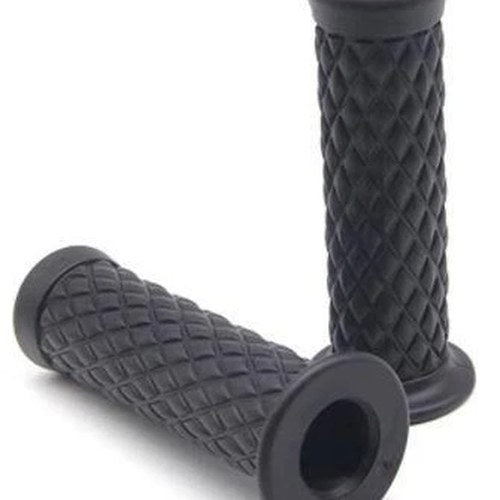 Grip Set Classic Retro Black, Honda Suzuki Kawasaki Triumph Royal Bobber