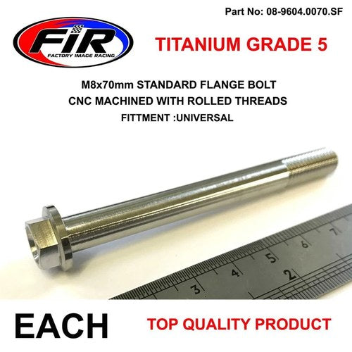 Titanium GR5 Bolt M8 x 70mm Each, Flange OD: 14mm / Hex Size: 10mm, /