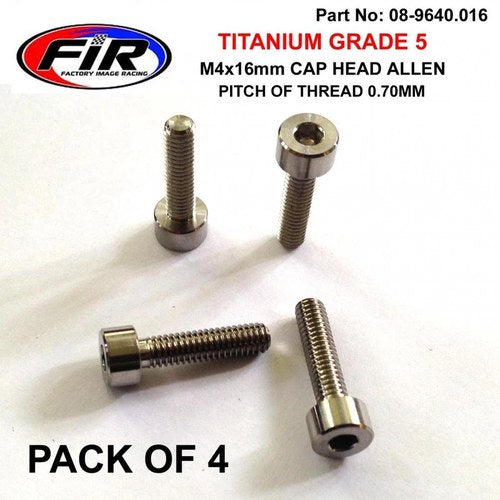 Titanium Skt Allen M4x16mm, Carb Float Bowl Screws x 4, / Socket Cap Head