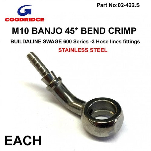 Banjo 45* Crimp Stainless, Goodridge S5094-03C, Buildaline Swage 600 Series -3