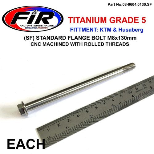 Titanium GR5 Bolt M8 x 130mm Each, Flange OD: 14mm / Hex Size: 10mm, /