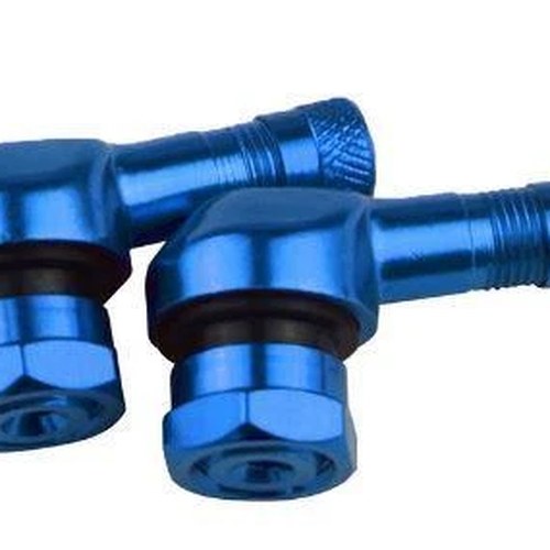Alum Tubeless Bolt ON Tyre Valve, 10mm x 11.3mm 90� Degree Stem, Blue (PAIR)