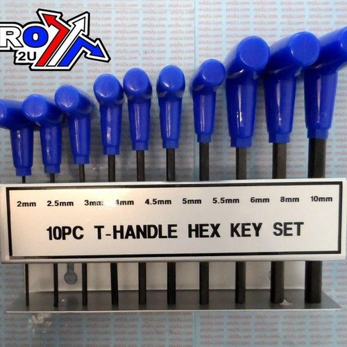 T-HANDLE Hex Allen Key SET/10pc. sizes 2,2.5,3,4,4.5,5,5.5,6,8 & 10mm