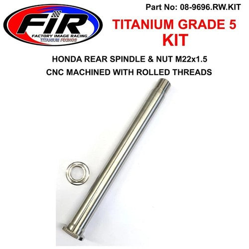 Honda Rear Spindle & Nut M22x1.5, Titanium, Ref: 42301-KRN-A30 & 90305-KZ4-J20