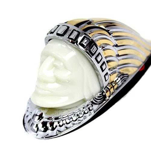 Indian Face Front Fender Lamp Gold and Chrome for Harley-Davidson