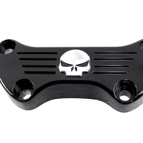 Black Skull Riser Top Clamp for Harley-Davidson