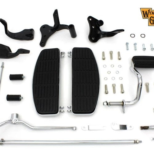 Wyatt Gatling Driver Footboard Kit with Black Brackets for Harley-Davidson
