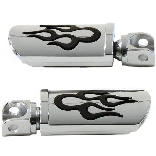 Flame Style Adjustable Footpeg Set Chrome for Harley-Davidson