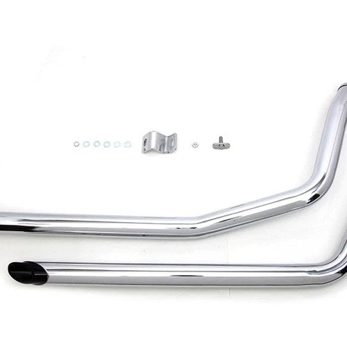 Exhaust Drag Pipe Set Chrome with Black Slash Tips for Harley-Davidson
