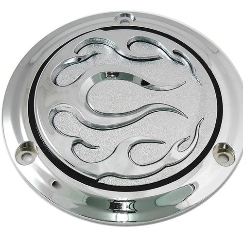 Chrome 3-Hole Flame Derby Cover for Harley-Davidson