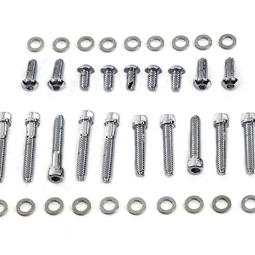 Primary Cover Screw Kit Knurled Chrome fits Harley Davidson
