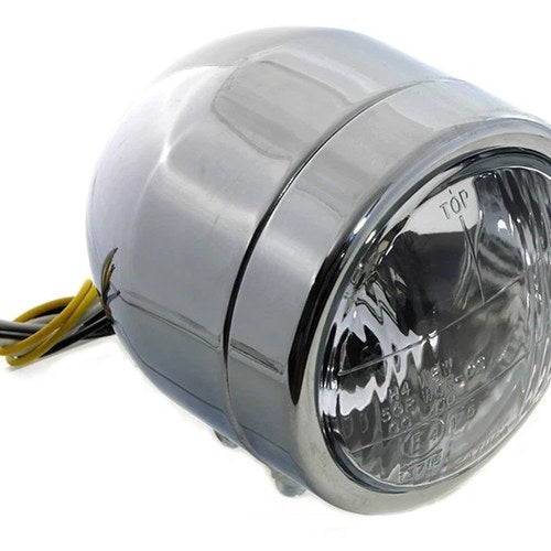 4 inch Round Diamond Cut Style Headlamp Chrome for Harley-Davidson