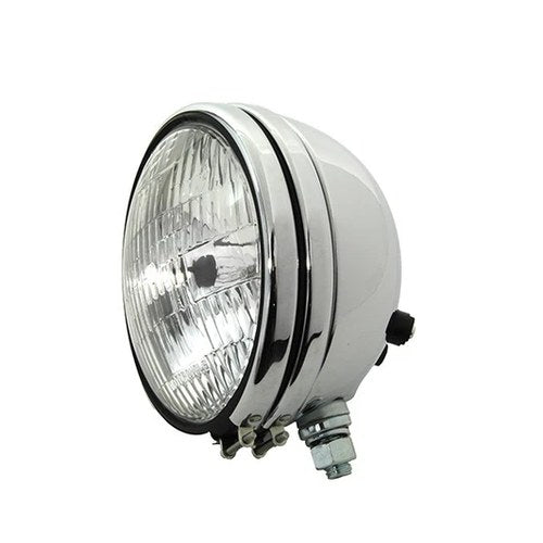 Replica 5-3/4 inch Round Chrome Headlamp for Harley-Davidson