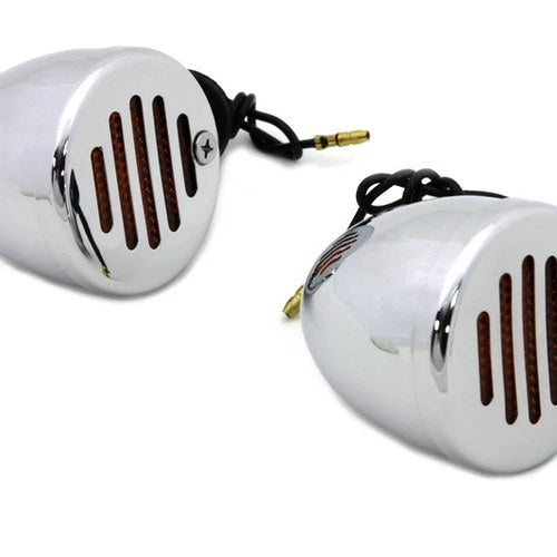 Chrome Shielded Bullet Marker Lamp Set with Amber Lens for Harley-Davidson