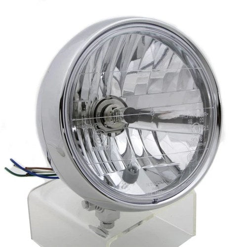 6 inch Round Headlamp Steel Chrome for Harley-Davidson