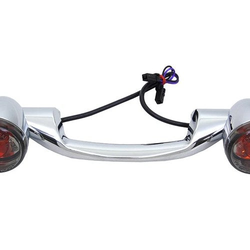 Chrome Steel Revox Turn Signal Bar with Lamps for Harley-Davidson