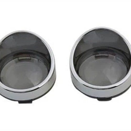 Chrome Turn Signal Bezel Smoke Lens for Harley-Davidson