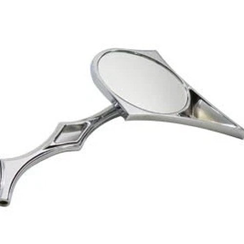 Chrome Spike Oval Mirror with Billet Twisted Stem for Harley-Davidson