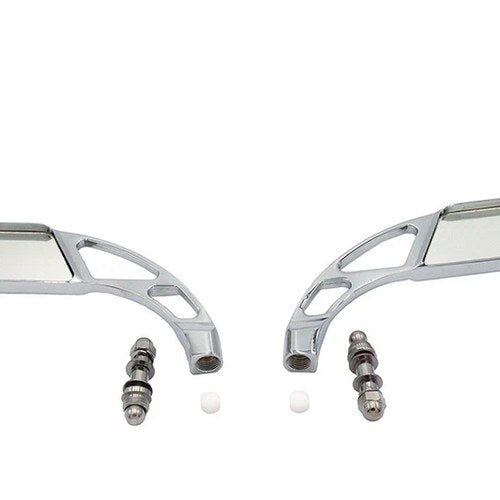 Parallelogram Mirror Set with Billet Slotted Stem Chrome for Harley-Davidson