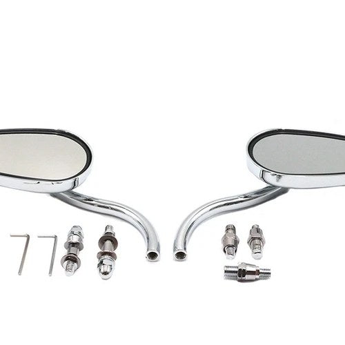 Teardrop Mirror Set with Billet Long Stems Chrome for Harley-Davidson