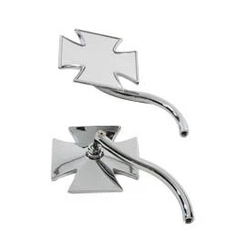 Maltese Mirror Set with Round Curved Stems for Harley-Davidson