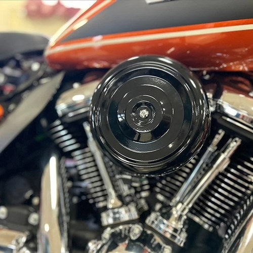 Wyatt Gatling 7 inch Round Air Cleaner With Black Cover for Harley-Davidson
