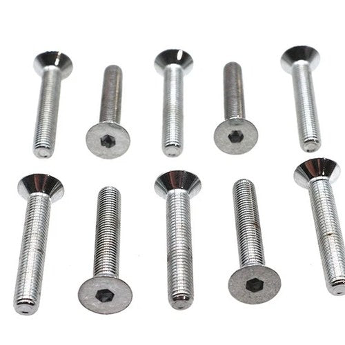 Allen Flat Head Screws Chrome 1/4 inch-28 x 1-1/2 inch for Harley-Davidson