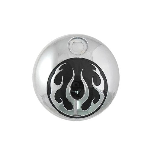 Chrome with Chrome Flames Flt Fuel Tank Console Door for Harley-Davidson