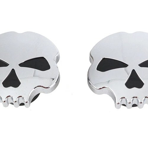 Skull Style Gas Cap Set Chrome for Harley-Davidson